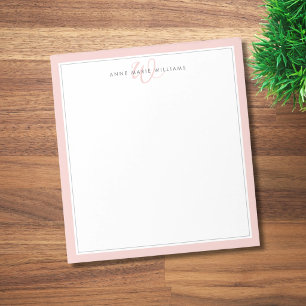 Minimalist rosabruten tvåkanterad monogram anteckningsblock