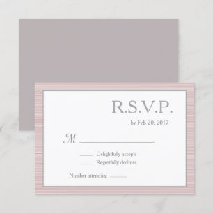 Minimalist rosaskär vit grå ränder rsvp inbjudningar