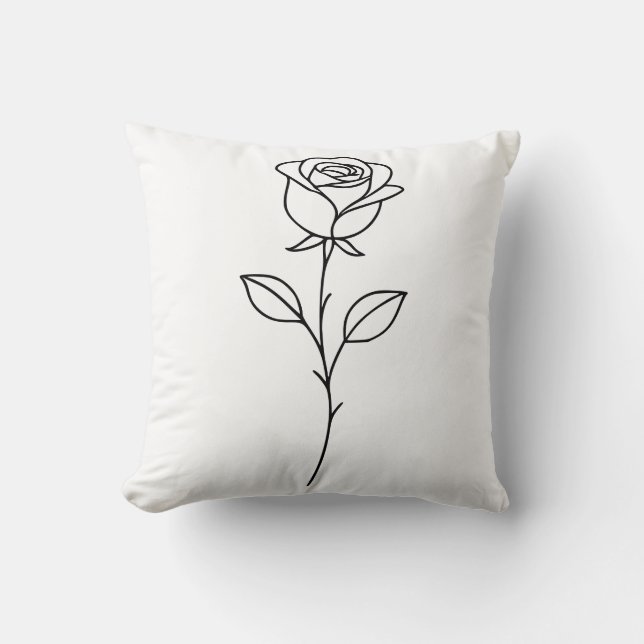 Minimalist Rose Botanical Line Art Kudde (Framsida)