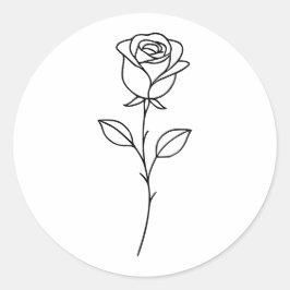 Minimalist Rose Botanical Line Art Runt Klistermärke