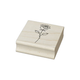 Minimalist Rose Botanical Line Art Stämpel