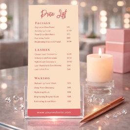Minimalist Rose & Ivory Salon Beauty Price List  Reklamkort