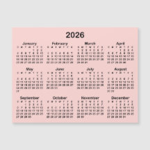 Minimalist rosé och svart 2026 magnetisk kalender