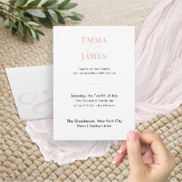 Minimalist rosé vigelinvitation | QR-kod Inbjudningar