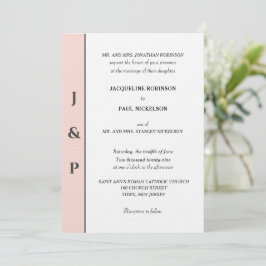 Minimalist rosé vit monogram  inbjudningar