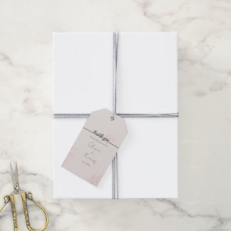 Minimalist rosenskära blomsterbröllop tack-gåva ta presentetikett