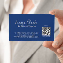 Minimalist  Royal Blue Scan Code Business Card Visitkort