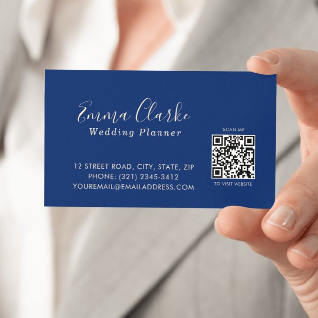 Minimalist  Royal Blue Scan Code Business Card Visitkort (Skapare uppladdad)