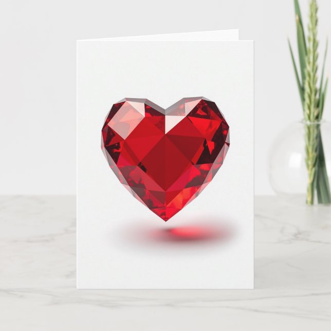 Minimalist Ruby Heart Love Card Kort (Framsida)