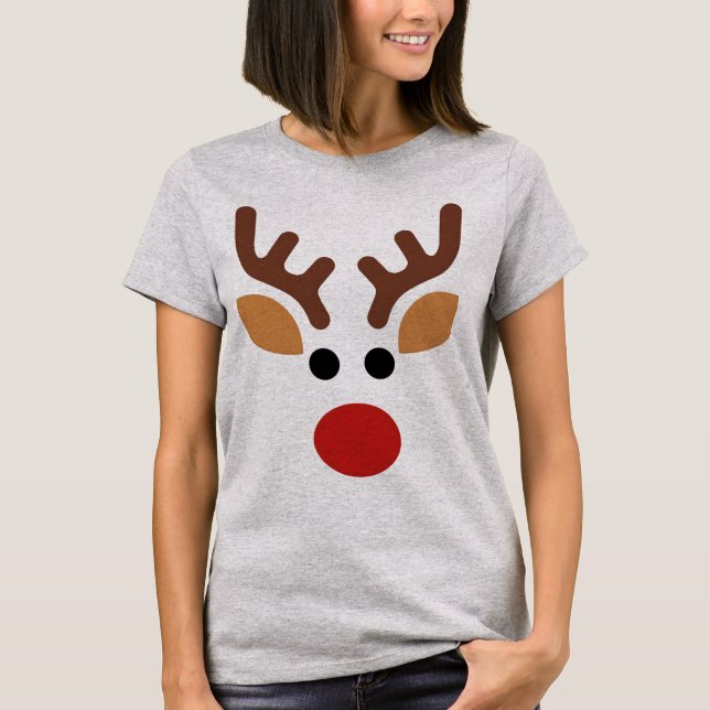 Minimalist Rudolph Reindeer T Shirt (Framsida)