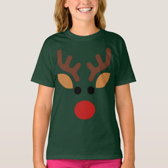 Minimalist Rudolph Reindeer T Shirt (Framsida)