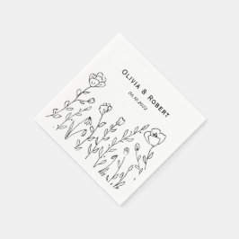 Minimalist Rustic Wildblomma Bröllop Pappersservett