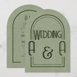 Minimalist Sage Green and Black Arch Wedding Inbjudningar