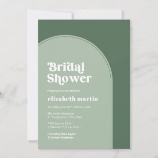 Minimalist Sage Green Arch Bridal Shower Party Inbjudningar