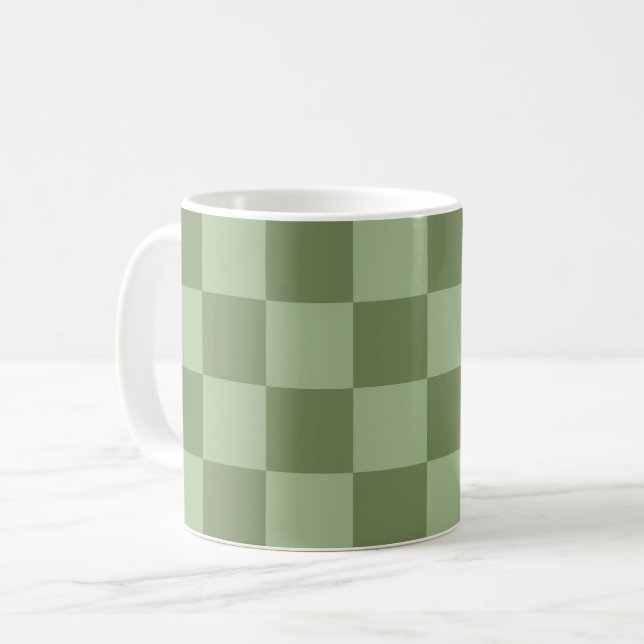 Minimalist Sage Green Checkerboard Pattern Kaffemugg (Framsida vänster)
