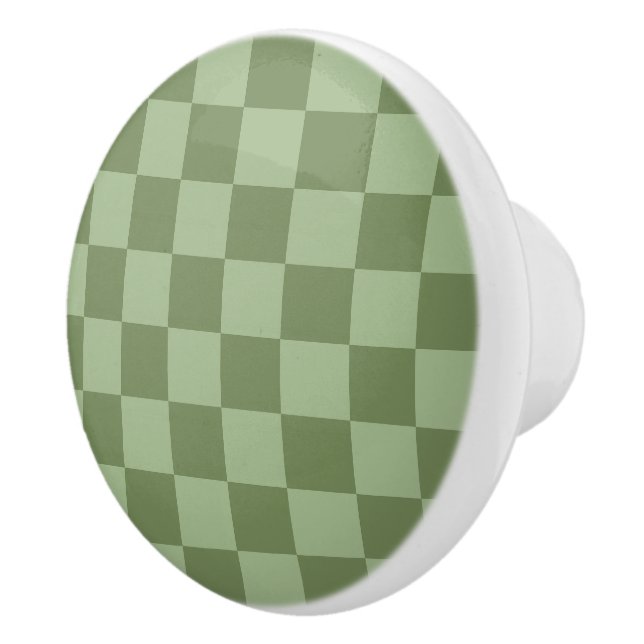 Minimalist Sage Green Checkerboard Pattern Knopp (Höger)