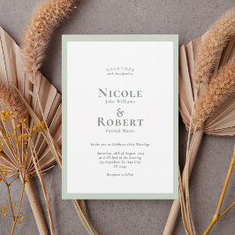 Minimalist Sage Green Elegant Wedding Invitation Inbjudningar