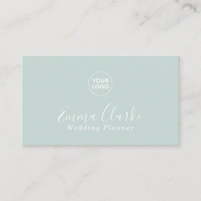 Minimalist Sage Green Scan Code Business Card Visitkort (Framsida)