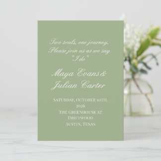  Minimalist Sage Green & Warm White Wedding  Inbjudningar