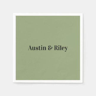 Minimalist Sage Green Wedding Napkins Pappersservett