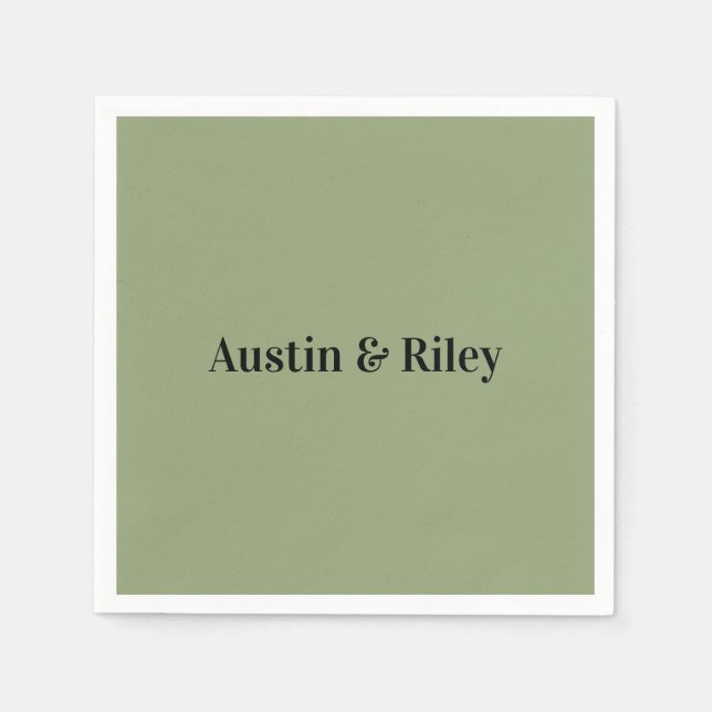 Minimalist Sage Green Wedding Napkins Pappersservett (Framsidan)