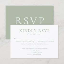 Minimalist Sage Green Wedding RSVP Card OSA Kort