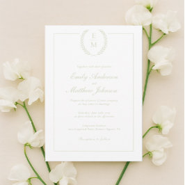 Minimalist Sage Laurel Wedding Invitation Inbjudningar