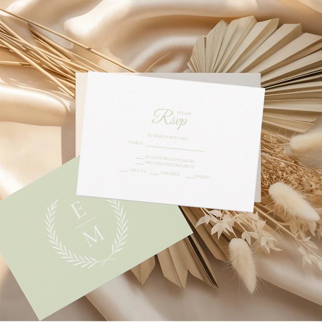 Minimalist Sage Wedding RSVP Cards OSA Kort (Skapare uppladdad)