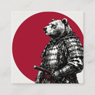 Minimalist Samurai Grizzly Bear Business Card Fyrkantigt Visitkort
