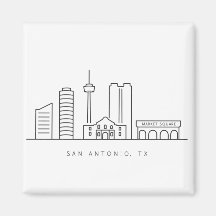 Minimalist San Antonio Skyline Line Art