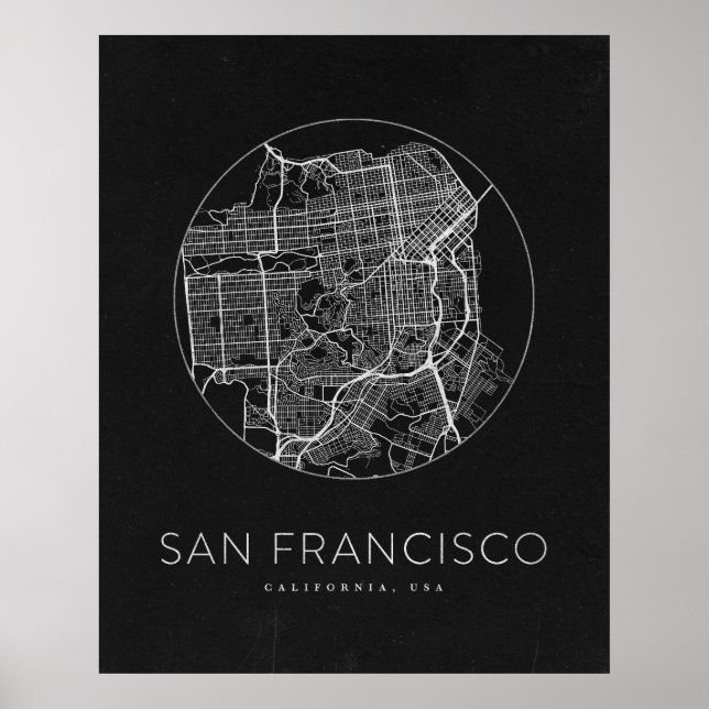 Minimalist San Francisco City Karta Poster (Framsidan)