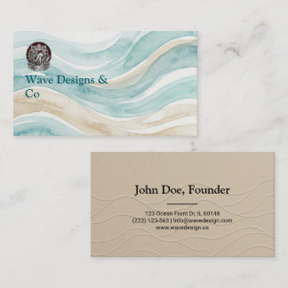 Minimalist Sand & Wave Business Card Design Visitkort