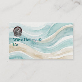 Minimalist Sand & Wave Business Card Design Visitkort