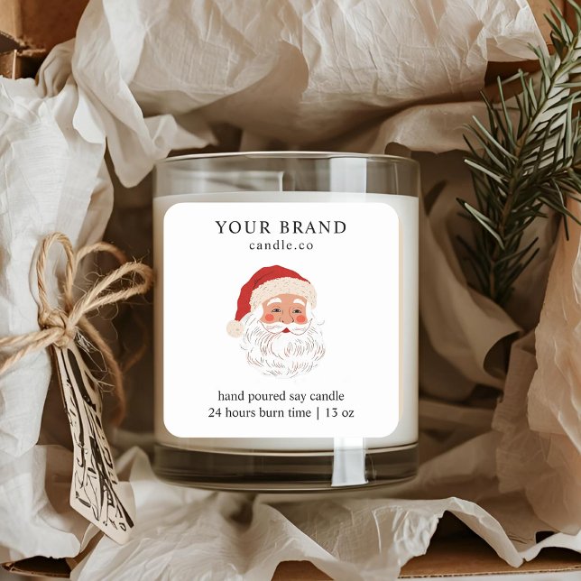 Minimalist Santa Christmas Candle Fyrkantigt Klistermärke (Skapare uppladdad)