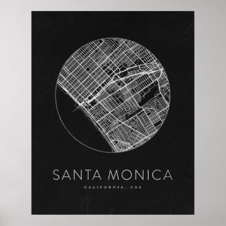 Minimalist Santa Monica City Karta Poster
