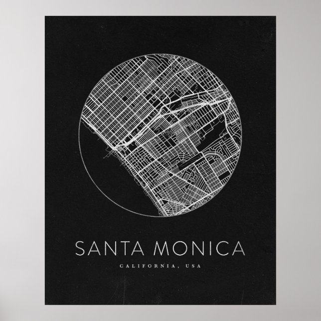 Minimalist Santa Monica City Karta Poster (Framsidan)