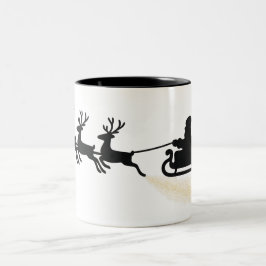 Minimalist Santa Sleigh Silhouette Två-Tonad Mugg