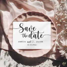 Minimalist Save the Date Black & White Postcard Vykort
