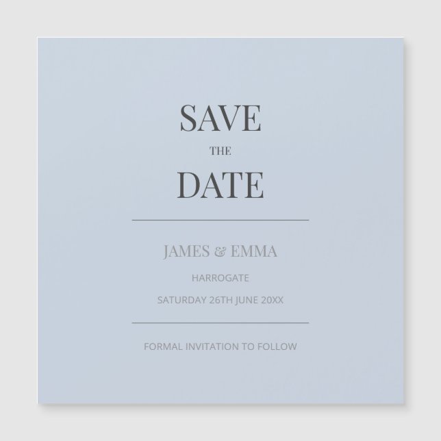 Minimalist Save the Date Card | Dusky Blue (Framsida)