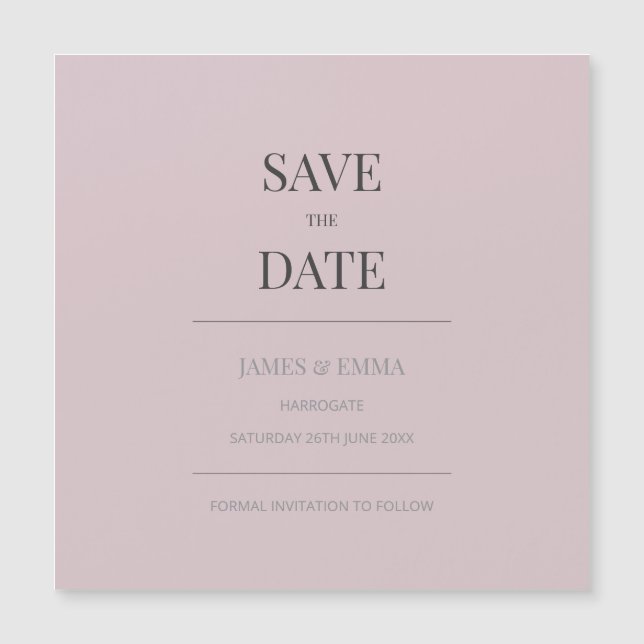 Minimalist Save the Date Card Dusky Rose (Framsida)