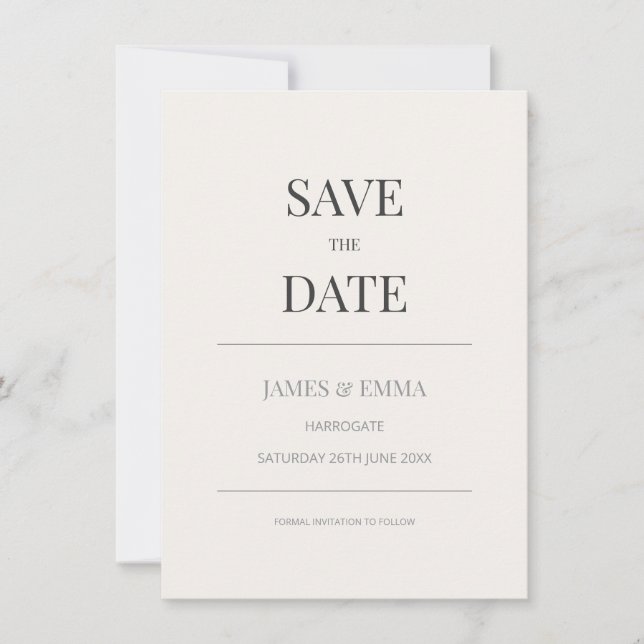 Minimalist Save the Date Card | Warm Ivory (Framsida)