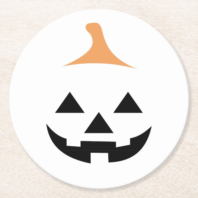 Minimalist Scary Pumpkin Underlägg Papper Rund (Framsidan)