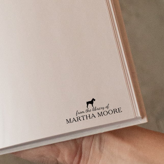 Minimalist Schnauzer Hund från Bibliotek av, Bok Stämpel (Skapare uppladdad)