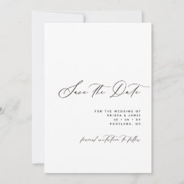 Minimalist Script Black & White Photo Wedding Spara Datumet