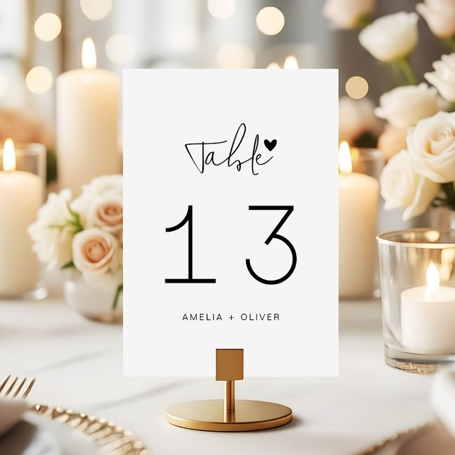 Minimalist Script Heart Modern Wedding Bordsnummer (Skapare uppladdad)