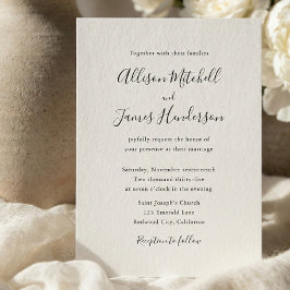 Minimalist Script Ivory Photo Wedding Inbjudningar