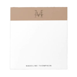 Minimalist Script Metallic Taupe Gold Monogram Anteckningsblock