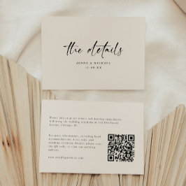 Minimalist Script QR Code Wedding Details Tilläggskort