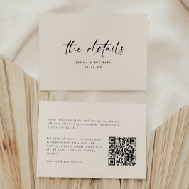 Minimalist Script QR Code Wedding Details Tilläggskort