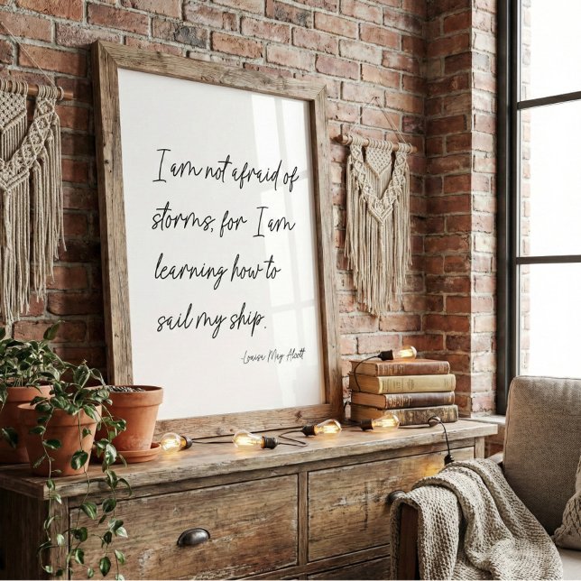 Minimalist Script Storms Quote Louisa May Alcott Poster (Skapare uppladdad)